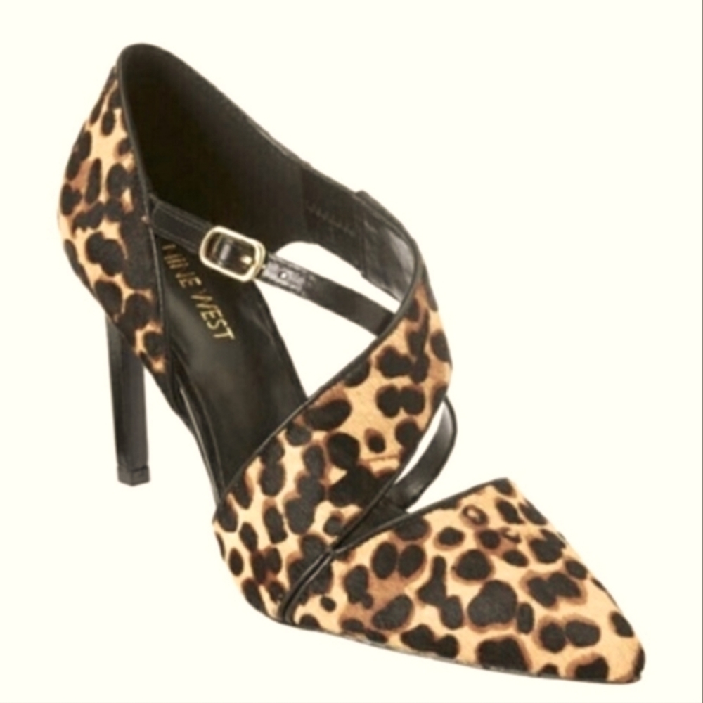 Nine West Black and Tan Leopard Heels